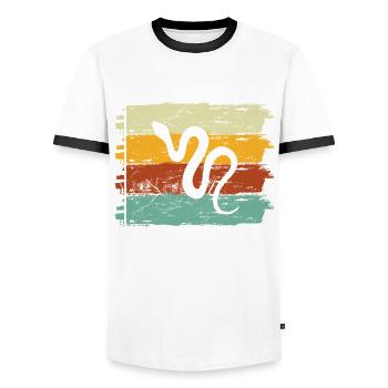 Snake Retro Reptile Python Idée cadeau - T-shirt contrasté Homme - blanc/noir - Devant - AI Model Female 172 light (172cm) & AI Model Male 178 dark (178cm)