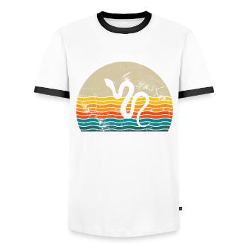 Snake Retro Reptile Python Idée cadeau - T-shirt contrasté Homme - blanc/noir - Devant - AI Model Female 172 light (172cm) & AI Model Male 178 dark (178cm)
