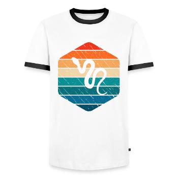 Snake Retro Reptile Python Idée cadeau - T-shirt contrasté Homme - blanc/noir - Devant - AI Model Female 172 light (172cm) & AI Model Male 178 dark (178cm)