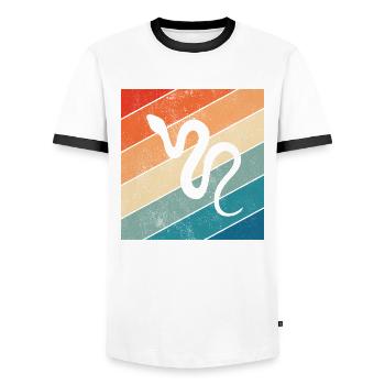 Snake Retro Reptile Python Idée cadeau - T-shirt contrasté Homme - blanc/noir - Devant - AI Model Female 172 light (172cm) & AI Model Male 178 dark (178cm)