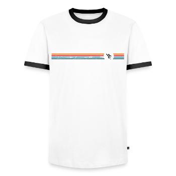 Snake Retro Reptile Python Idée cadeau - T-shirt contrasté Homme - blanc/noir - Devant - AI Model Female 172 light (172cm) & AI Model Male 178 dark (178cm)