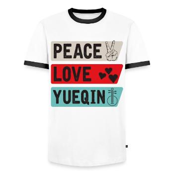 Peace Love Yueqin Instrument - T-shirt contrasté Homme - blanc/noir - Devant - AI Model Female 172 light (172cm) & AI Model Male 178 dark (178cm)