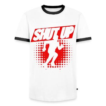 Jogging Running Runner Gift - Men's Ringer Shirt - white/black - Front - AI Model Female 172 light (172cm) & AI Model Male 178 dark (178cm)