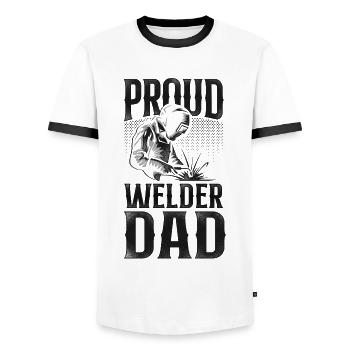 Welder Welding Dad Father Vintage - Men's Ringer Shirt - white/black - Front - AI Model Female 172 light (172cm) & AI Model Male 178 dark (178cm)
