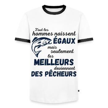 les meilleurs deviennent pêcheurs cadeau humour - T-shirt contrasté Homme - blanc/noir - Devant - AI Model Female 172 light (172cm) & AI Model Male 178 dark (178cm)