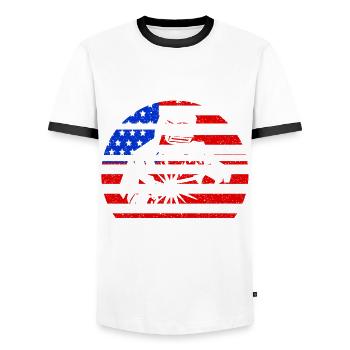 Soudeur SOUDEUR USA Cadeau patriotique - T-shirt contrasté Homme - blanc/noir - Devant - AI Model Female 172 light (172cm) & AI Model Male 178 dark (178cm)
