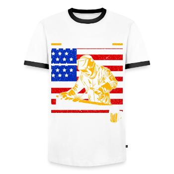 Soudeur SOUDEUR USA Cadeau patriotique - T-shirt contrasté Homme - blanc/noir - Devant - AI Model Female 172 light (172cm) & AI Model Male 178 dark (178cm)