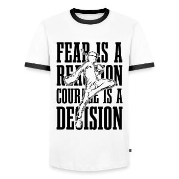Muay Thai Fighter Fear Is A Reaction Thai Boxing - Männer Kontrast-T-Shirt - Weiß/Schwarz - Vorne - AI Model Female 172 light (172cm) & AI Model Male 178 dark (178cm)