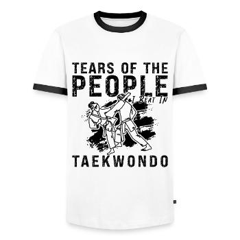 Taekwondo Tears Of The People Fight Sport Fighter - Men's Ringer Shirt - white/black - Front - AI Model Female 172 light (172cm) & AI Model Male 178 dark (178cm)