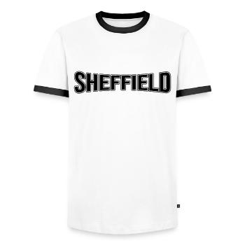 Sheffield - Men's Ringer Shirt - white/black - Front - AI Model Female 172 light (172cm) & AI Model Male 178 dark (178cm)