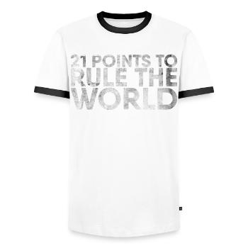 21 points pour faire le monde pour les joueurs de badminton - T-shirt contrasté Homme - blanc/noir - Devant - AI Model Female 172 light (172cm) & AI Model Male 178 dark (178cm)