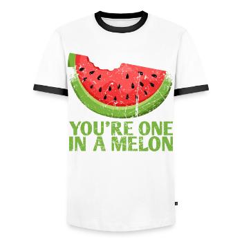 They Are One In A Melon Marriage Design For The - Men's Ringer Shirt - white/black - Front - AI Model Female 172 light (172cm) & AI Model Male 178 dark (178cm)