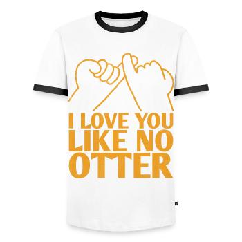 Je t’aime comme pas de conception de mariage de loutre pour le - T-shirt contrasté Homme - blanc/noir - Devant - AI Model Female 172 light (172cm) & AI Model Male 178 dark (178cm)