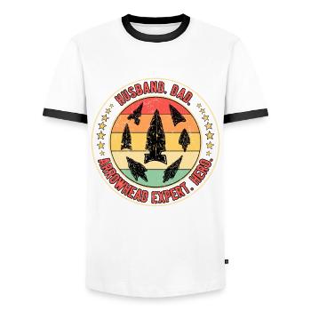 Arrowhead Fer de lance Arrowhead Papa - T-shirt contrasté Homme - blanc/noir - Devant - AI Model Female 172 light (172cm) & AI Model Male 178 dark (178cm)