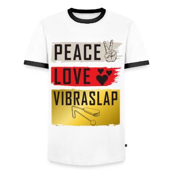 Peace Love Vibraslap Instrument - T-shirt contrasté Homme - blanc/noir - Devant - AI Model Female 172 light (172cm) & AI Model Male 178 dark (178cm)