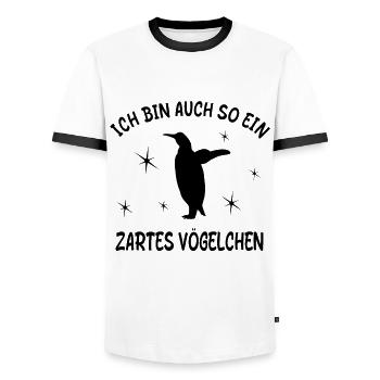 Ich Bin Auch So Ein Zartes Vögelchen Vogel Pinguin - Männer Kontrast-T-Shirt - Weiß/Schwarz - Vorne - AI Model Female 172 light (172cm) & AI Model Male 178 dark (178cm)