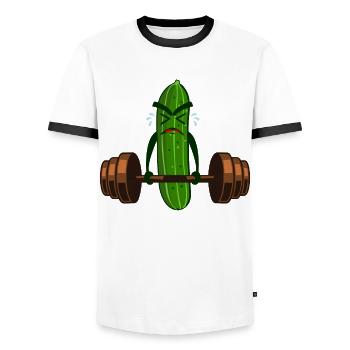 Gurke Bodybuilding Gurken - Männer Kontrast-T-Shirt - Weiß/Schwarz - Vorne - AI Model Female 172 light (172cm) & AI Model Male 178 dark (178cm)