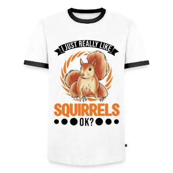 J’aime vraiment Squirrels Squirrel - T-shirt contrasté Homme - blanc/noir - Devant - AI Model Female 172 light (172cm) & AI Model Male 178 dark (178cm)
