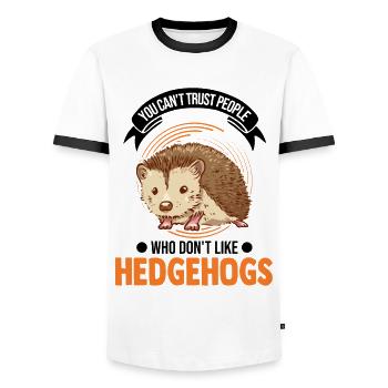 Hedgehog Gift Goose Gel - Men's Ringer Shirt - white/black - Front - AI Model Female 172 light (172cm) & AI Model Male 178 dark (178cm)