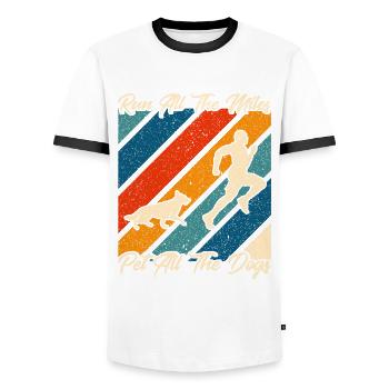 Half Marathon Jogging Running Gift - Men's Ringer Shirt - white/black - Front - AI Model Female 172 light (172cm) & AI Model Male 178 dark (178cm)