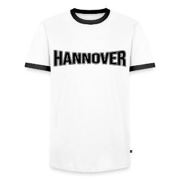 Hanover - Men's Ringer Shirt - white/black - Front - AI Model Female 172 light (172cm) & AI Model Male 178 dark (178cm)