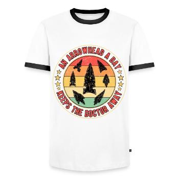 Arrowhead Fer de lance Arrowhead - T-shirt contrasté Homme - blanc/noir - Devant - AI Model Female 172 light (172cm) & AI Model Male 178 dark (178cm)