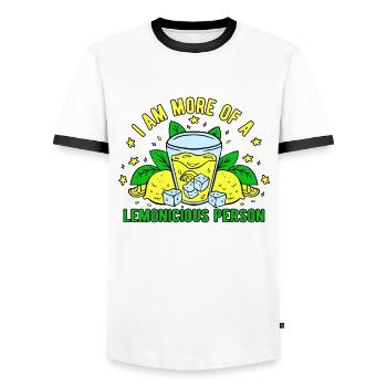 Lemonade seller Lemonicious Person - Men's Ringer Shirt - white/black - Front - AI Model Female 172 light (172cm) & AI Model Male 178 dark (178cm)