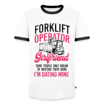 Certified Forklift Truck Operator - Men's Ringer Shirt - white/black - Front - AI Model Female 172 light (172cm) & AI Model Male 178 dark (178cm)