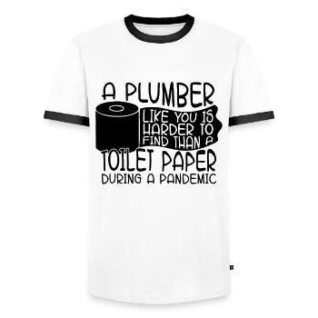 A Plumber Like You Tool Plumbing Plumbers Pipe - Men's Ringer Shirt - white/black - Front - AI Model Female 172 light (172cm) & AI Model Male 178 dark (178cm)