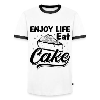 Enjoy Life Eat Cake Baker Baking Bakery Chef Cake - Männer Kontrast-T-Shirt - Weiß/Schwarz - Vorne - AI Model Female 172 light (172cm) & AI Model Male 178 dark (178cm)