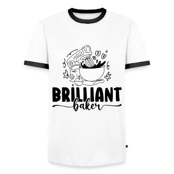 Boulanger Brilliant Bakery Cupcake Cuisson Chef Gâteau - T-shirt contrasté Homme - blanc/noir - Devant - AI Model Female 172 light (172cm) & AI Model Male 178 dark (178cm)