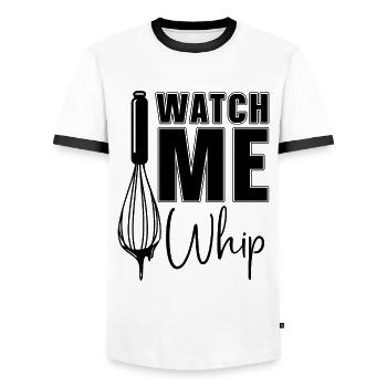 Regardez-moi Whip Baker Baking Bakery Chef Cake Bake - T-shirt contrasté Homme - blanc/noir - Devant - AI Model Female 172 light (172cm) & AI Model Male 178 dark (178cm)