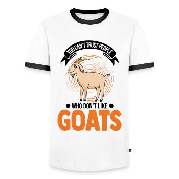 Chèvres Cadeau Goat Keeper Chèvre - T-shirt contrasté Homme - blanc/noir - Devant - AI Model Female 172 light (172cm) & AI Model Male 178 dark (178cm)
