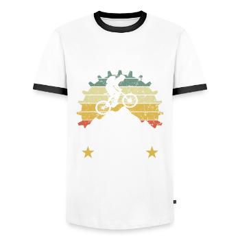 Fahrradfahrer Kein Umweg Zu Weit - Männer Kontrast-T-Shirt - Weiß/Schwarz - Vorne - AI Model Female 172 light (172cm) & AI Model Male 178 dark (178cm)