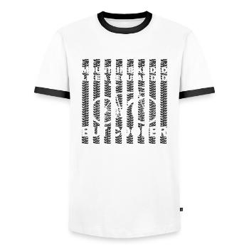Mountainbike Dad - Männer Kontrast-T-Shirt - Weiß/Schwarz - Vorne - AI Model Female 172 light (172cm) & AI Model Male 178 dark (178cm)