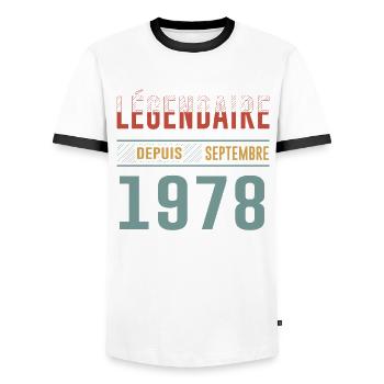 Légendaire Depuis Septembre 1978 Anniversaire - T-shirt contrasté Homme - blanc/noir - Devant - AI Model Female 172 light (172cm) & AI Model Male 178 dark (178cm)