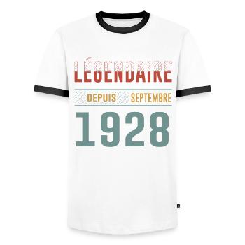 Légendaire Depuis Septembre 1928 Anniversaire - T-shirt contrasté Homme - blanc/noir - Devant - AI Model Female 172 light (172cm) & AI Model Male 178 dark (178cm)
