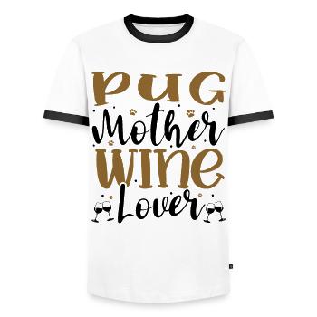 Wine Lover PUG Mother - Männer Kontrast-T-Shirt - Weiß/Schwarz - Vorne - AI Model Female 172 light (172cm) & AI Model Male 178 dark (178cm)