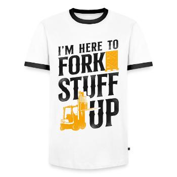 Certified Forklift Truck Operator - Men's Ringer Shirt - white/black - Front - AI Model Female 172 light (172cm) & AI Model Male 178 dark (178cm)