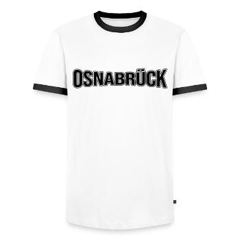 Osnabrück - Männer Kontrast-T-Shirt - Weiß/Schwarz - Vorne - AI Model Female 172 light (172cm) & AI Model Male 178 dark (178cm)