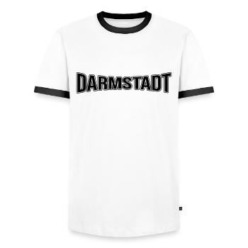 Darmstadt - Männer Kontrast-T-Shirt - Weiß/Schwarz - Vorne - AI Model Female 172 light (172cm) & AI Model Male 178 dark (178cm)