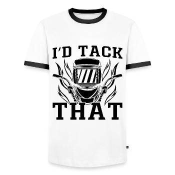 Je m’accrocherais à ce soudeur Carrière de soudeur de soudure métal - T-shirt contrasté Homme - blanc/noir - Devant - AI Model Female 172 light (172cm) & AI Model Male 178 dark (178cm)