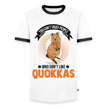 Quokka Gift Short-tailed Kangaroo - Men's Ringer Shirt - white/black - Front - AI Model Female 172 light (172cm) & AI Model Male 178 dark (178cm)