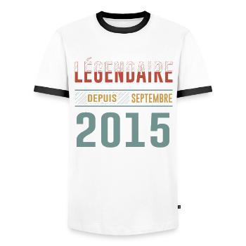 Légendaire Depuis Septembre 2015 Anniversaire - T-shirt contrasté Homme - blanc/noir - Devant - AI Model Female 172 light (172cm) & AI Model Male 178 dark (178cm)