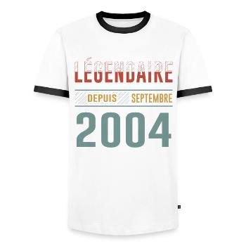 Légendaire Depuis Septembre 2004 Anniversaire - T-shirt contrasté Homme - blanc/noir - Devant - AI Model Female 172 light (172cm) & AI Model Male 178 dark (178cm)