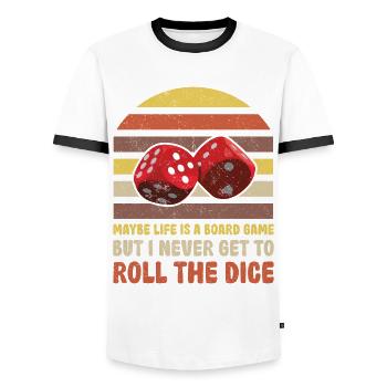 Life Is A Board Game Chess Player Dice - Men's Ringer Shirt - white/black - Front - AI Model Female 172 light (172cm) & AI Model Male 178 dark (178cm)