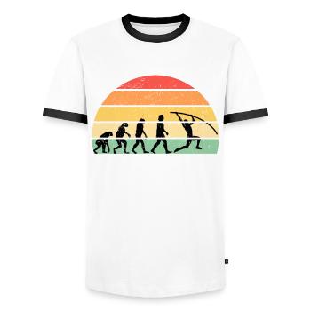 Saut à la perche Saut à la perche Perchiste - T-shirt contrasté Homme - blanc/noir - Devant - AI Model Female 172 light (172cm) & AI Model Male 178 dark (178cm)