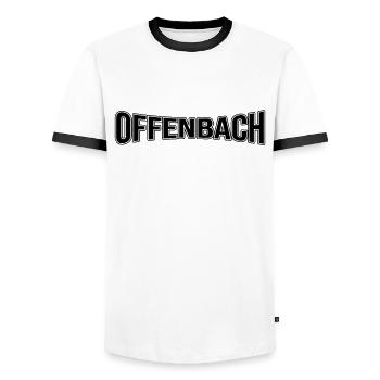Offenbach - Männer Kontrast-T-Shirt - Weiß/Schwarz - Vorne - AI Model Female 172 light (172cm) & AI Model Male 178 dark (178cm)