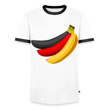 Bananenrepublik Deutschland Flagge - Männer Kontrast-T-Shirt - Weiß/Schwarz - Vorne - AI Model Female 172 light (172cm) & AI Model Male 178 dark (178cm)