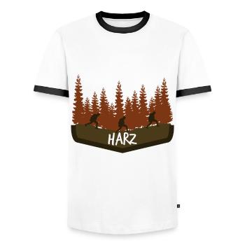 Harz Torfhaus Harzer Brocken - Männer Kontrast-T-Shirt - Weiß/Schwarz - Vorne - AI Model Female 172 light (172cm) & AI Model Male 178 dark (178cm)